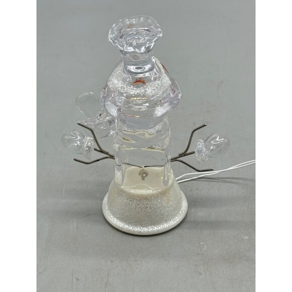 Clear plastic Snowman Figurine Christmas decor LED Light Glitter Base 4.25" READ - Picture 5 of 8